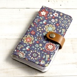 フラワーガーデン ネイビー 手帳型スマホカバーiPhone8/8Plus/X(10）Android対応カバー