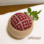 こぎん刺しのピンクッション✳︎うろこ✳︎あか