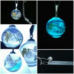 1本限定/夜光・蓄光/ｼｬﾎﾞﾝ玉ｶﾞﾗｽﾄﾞｰﾑ25ミリ玉・光るｸﾗｹﾞ・水晶・ｽﾉｰﾄﾞｰﾑ・ﾋﾄﾃﾞ・ｻﾝｺﾞ/ネックレス