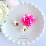 再* 桃花コットンパールビジューイヤーカフピアス／イヤリング セット