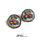  【むとう様専用キラキラサークル花柄刺繍イヤリング】