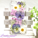 専用ページ＊エレガントビオラgarden＊限定1点＊押し花ケース   スワロフスキーいっぱい♡スマホケース 