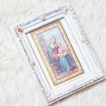 再販★ イタリアの聖アンナとマリア様の柄★キリスト装飾な聖画フォトフレーム★ ホワイト