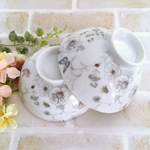 2個セット＊シークレットガーデン🦋モノトーンフラワー シンプル お茶碗