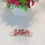 本物の花 ドライフラワー ピンク 紫  バレッタ ハート 春