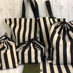 ［送料無料］★入園入学6点セット！ブラックストライプ！レッスンバッグ・シューズバッグ・お着替え袋・お弁当袋・コップ袋・ランチョンマット！★