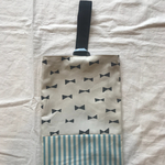 リボン×水色しましま柄シューズケース
