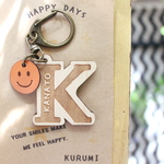 名入れ＊キーホルダー☺スマイル☺ナチュラルな木のネームキーホルダー＊イニシャル
