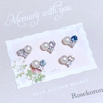 ハートのビジューイヤリング〔ピアス〕