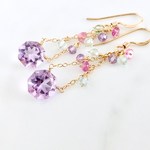 送料無料☆アメジスト スターカット ピアス/イヤリング Wildflowers(K14GF)