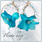 紫陽花♡ダークターコイズ♡フラワーピアス♡フラワーフープイヤリング