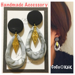 Black✖︎雫型マーブルピアス K&K❤︎110