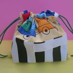 幼稚園グッズ☆大きな汽車と太ストライプのコップ袋