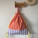 sale.sale...オレンジドット×ストライプ ナップサック 入園入学準備に…