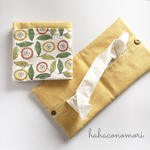 ポケット付♡admi print使用 ボックスティッシュケース 黄色の花