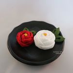 つまみ細工　乙女椿　 純白艶紅セット　髪飾り　コサージュ　かんざし