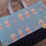 リスとうさぎのレッスンバッグ　ピンク＆ブルー