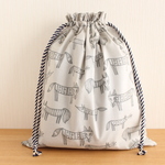 きつねさん(グレー)　両ひもの着替え袋