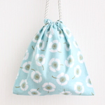 両ひも巾着　フラワー（スモークミント）