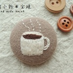ちょっとコーヒータイム　刺繍ブローチ