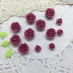 22 ワイン色・中サイズ・・薔薇・樹脂・アクセサリー作り・素材・材料 ソイワックス 
