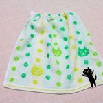 タオルエプロン 　緑地黒猫