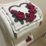 シルバーハートと薔薇 トイレットペーパーホルダーカバー