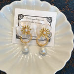 フラワー×フープパールピアス
