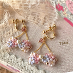 パープルピンク＊りぼんピアス
