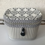 ♡再販③♡ 綿棒ケース  コットンケース  ダマスク×ストライプ