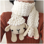 ポコポコひつじマフラー 白xクリーム