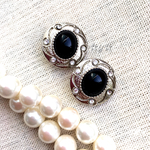 ☆Vintage Button☆シルバー×ブラックボタンピアス/イヤリング