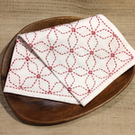 刺し子 花ふきん (角七宝)