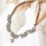 *N0013▼パール/スワロフスキー/ブライダルアクセサリー/ブライダルネックレス/人気/ウェディング/結婚式/二次会/おおぶり/ナチュラル/ゴージャス/パーティー/シルバー/クリスタル/フォーマル