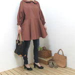 **ini様ご予約品**1458 コットンソフトデニム　ワンピース　ブラウン