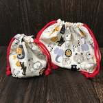お弁当袋＆コップ袋セット（動物達・ホワイト）