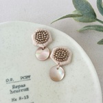 shell flower brown #3　刺繍 ピアス /イヤリング