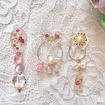 非対称 押し花レジン 大ぶり イヤリング