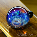 【cosmic town】1点物 宇宙モチーフガラスペンダント / ネックレス  ギフトボックス & 鹿革紐付【オパール入り】