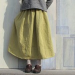 ベルギーリネン*ギャザースカート*からし