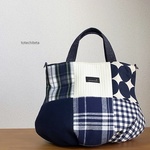 ぽってりトート_つぼ型タイプ（various patch - navy blue -）