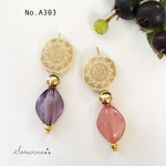 No.A303 透き通る✧︎ビーズ × アンティーク ピアス / イヤリング