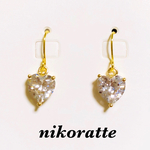シンプル♡ジルコニア♡ハートピアス／イヤリング