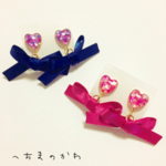 Sparkring heart & Ribbon／イヤリング