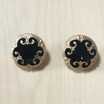 GOLD BLACK ROUND DESIGN BUTTON CABOCHON PARTS