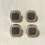 ●16㎜● BROWN SQUARE DESIGN BUTTON CABOCHON PARTS