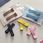 カラフル水玉リボンのヘアクリップ（各色2本ずつ合計10本ラッピングつき）