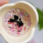 花びらどんぶり金魚　菜の花色　桜吹雪　ミニチュア　