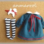 スモックワンピース(ブルーグリーン）セット＊ブライス　blythe＊　