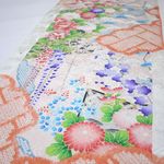 （F29）新品！正絹・振袖着物はぎれ・130センチ・桜色・ほんのりピンク・淡いオレンジ絞り・牡丹菊梅藤松萩